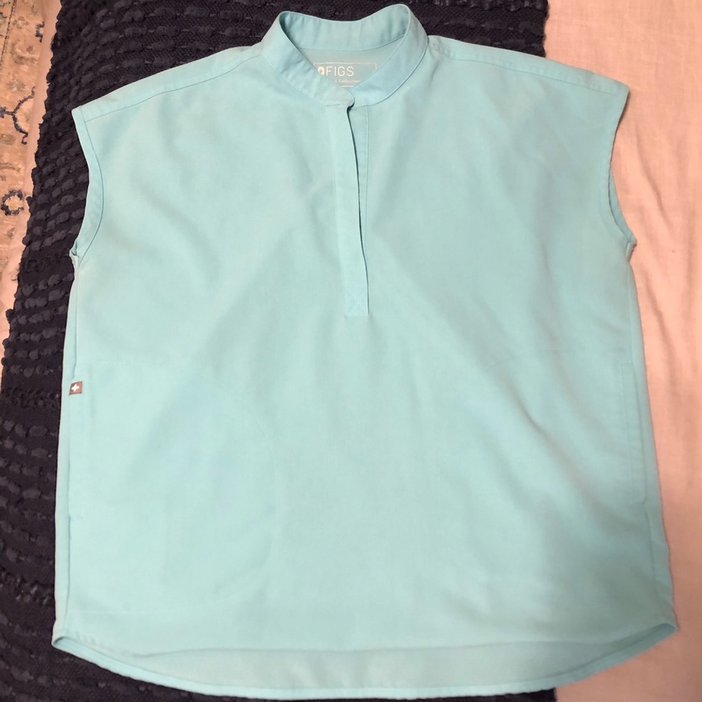 Neon blue figs scrub top